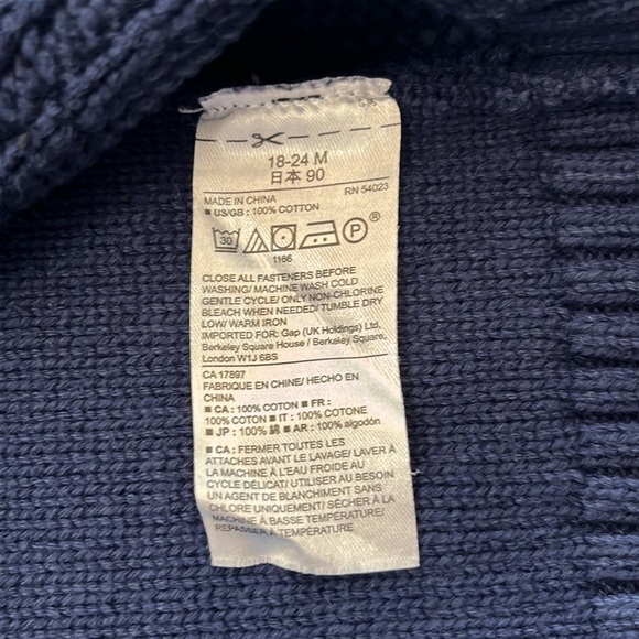 Baby Gap toddler navy cable knit cardigan with buttons 18-24m - Picture 8 of 8